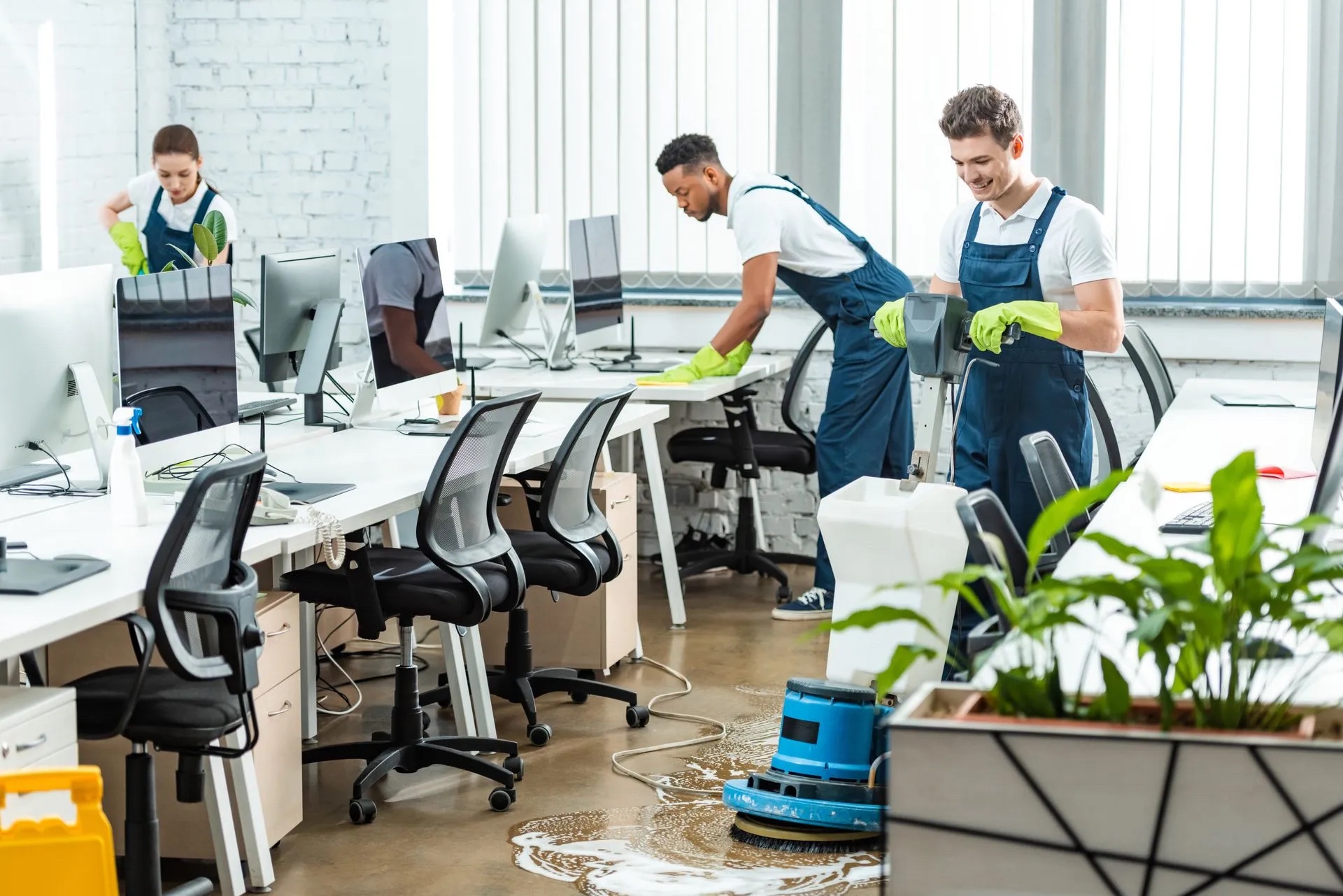 Professional cleaner caring for a modern office